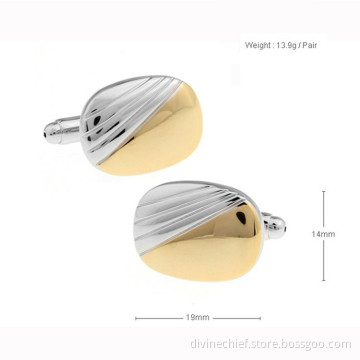 Top Quality Double Color Plated Copper Cufflinks Custom Logo Mens Shirt Cufflinks
